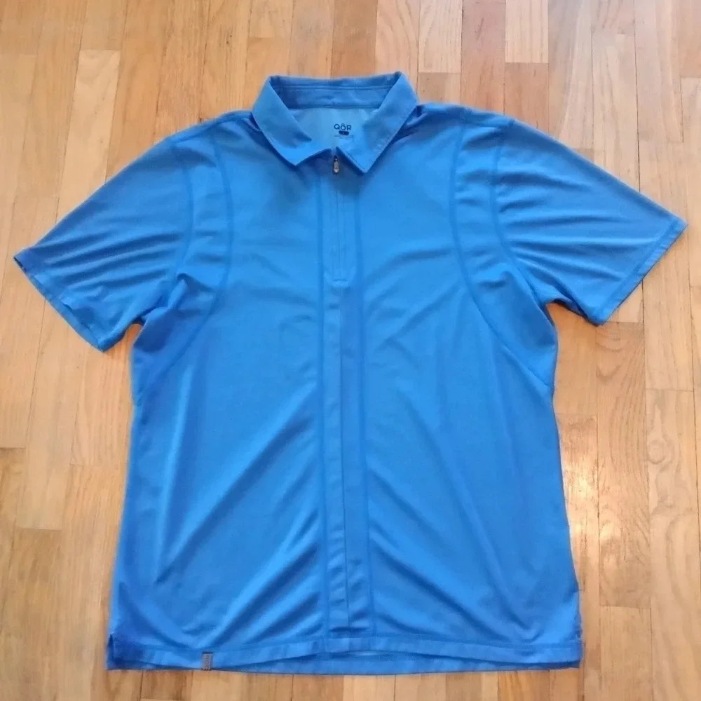 QOR Performance 1/4 Zip Short Sleeve Blue Polo Shirt Men's Large
